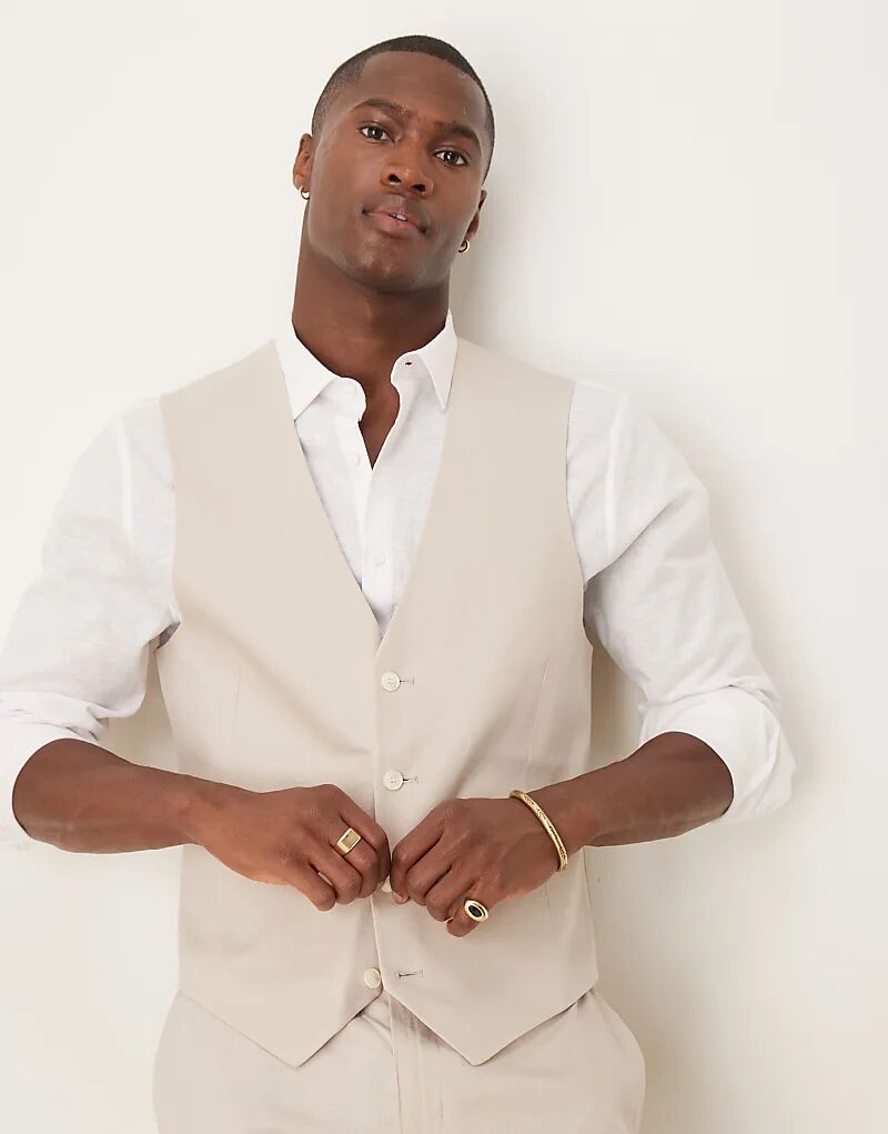 Жилет из льняной смеси ASOS DESIGN, облегающий, бежевого цвета
Жилет из льняной смеси ASOS DESIGN, облегающий, бежевого цвета