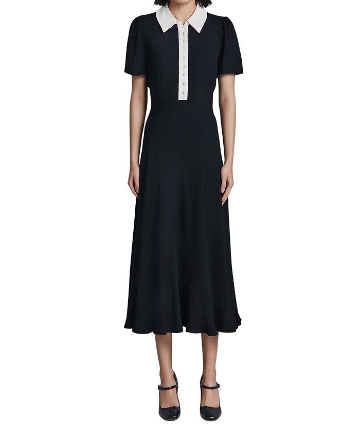 Бетан Креп Миди Платье-рубашка Ghost London, черный 
Бетан Креп Миди Платье-рубашка Ghost London, черный