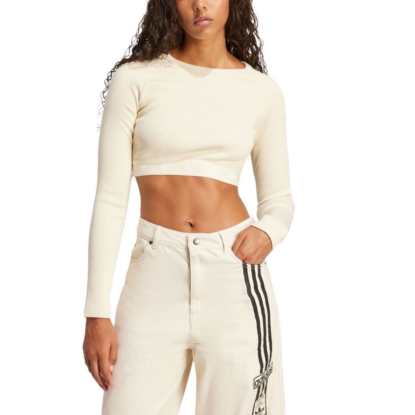 Adidas Originals Adidas Женский ребристый лонгслив кроп топ Cream White
Adidas Originals Adidas Женский ребристый лонгслив кроп топ Cream White