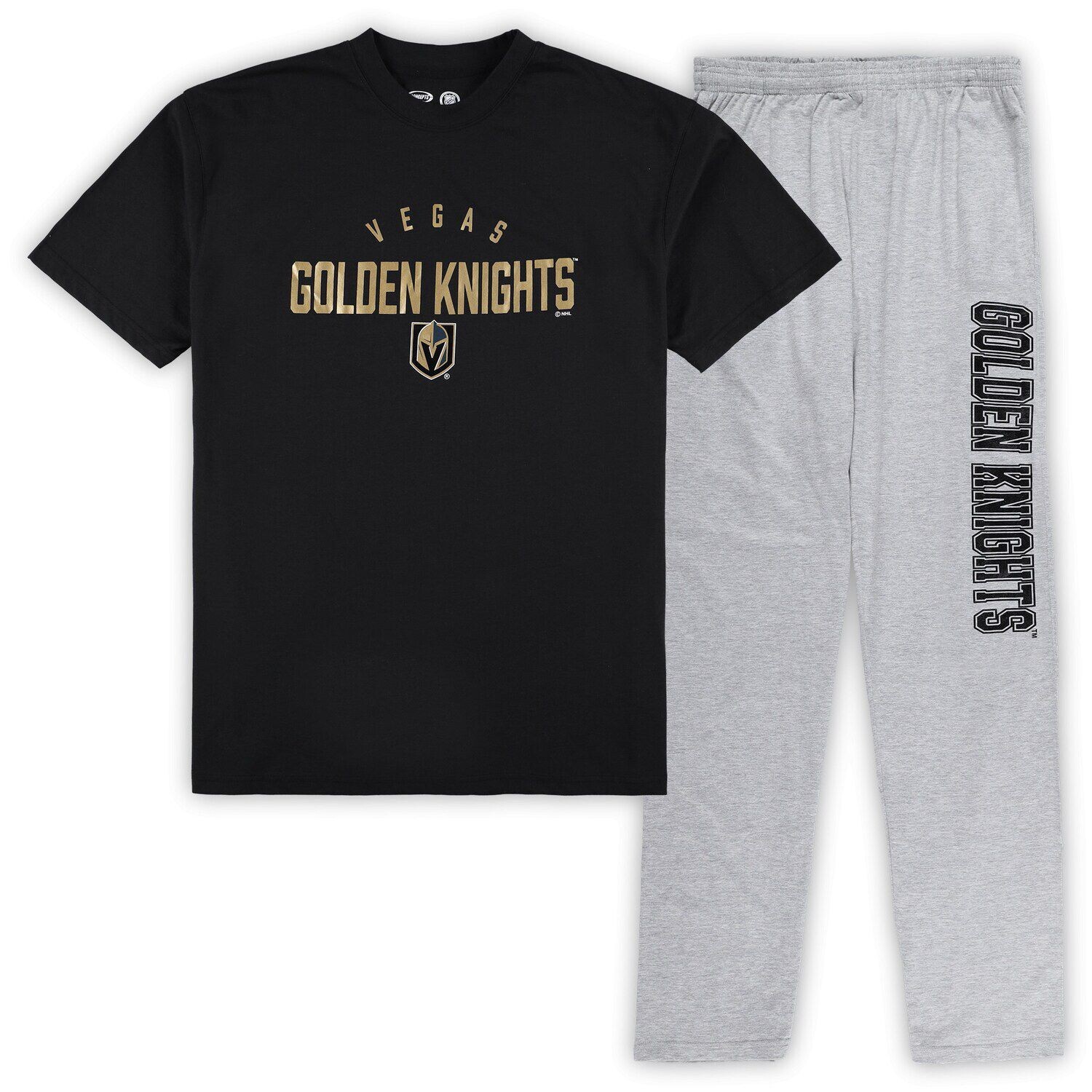 Мужской комплект для отдыха с футболкой и брюками Vegas Golden Knights черного/серого цвета Хизер Big & Tall
Мужской комплект для отдыха с футболкой и брюками Vegas Golden Knights черного/серого цвета Хизер Big & Tall