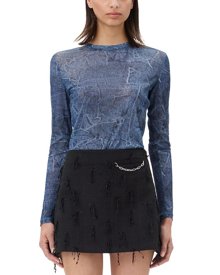 Блузка с длинным рукавом из сетчатого принта GANNI, синий
Блузка с длинным рукавом из сетчатого принта GANNI, синий