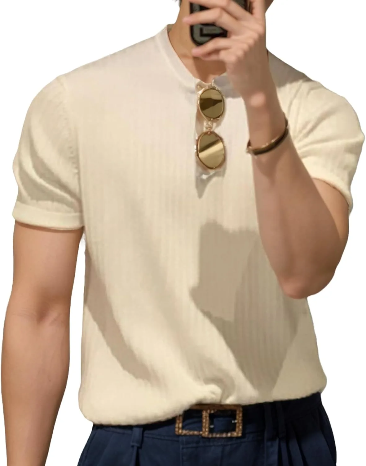 Мужская футболка с коротким рукавом и воротником-стойкой Slim Fit Kswzd
Мужская футболка с коротким рукавом и воротником-стойкой Slim Fit Kswzd