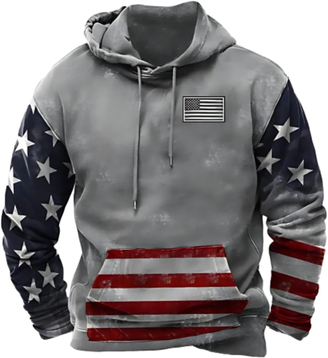 Мужской худи с американским флагом Distressed, длинный рукав, с карманом, Plus Size
Мужской худи с американским флагом Distressed, длинный рукав, с карманом, Plus Size