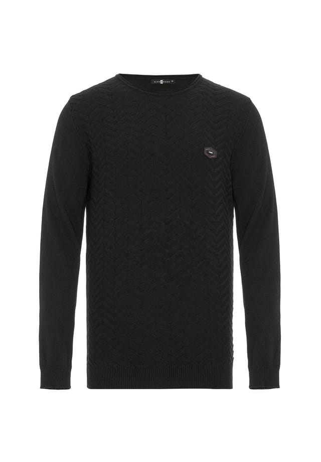 Вязаный свитер с тонким узором вязки Cipo & Baxx, черный
Вязаный свитер с тонким узором вязки Cipo & Baxx, черный