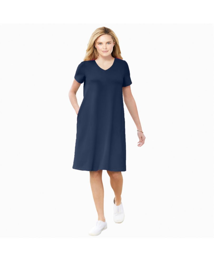 Платье-футболка с коротким рукавом и V-образным вырезом, идеально подходящее для полных женщин Woman Within, Navy, Синий, Платье-футболка с коротким рукавом и V-образным вырезом, идеально подходящее для полных женщин Woman Within, Navy
Платье-футболка с коротким рукавом и V-образным вырезом, идеально подходящее для полных женщин Woman Within, Navy, Синий, Платье-футболка с коротким рукавом и V-образным вырезом, идеально подходящее для полных женщин Woman Within, Navy