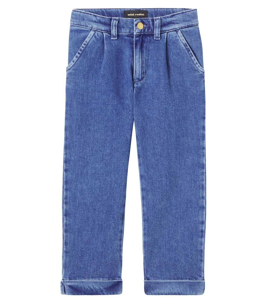 Прямые джинсы с логотипом Mini Rodini, синий 
Прямые джинсы с логотипом Mini Rodini, синий