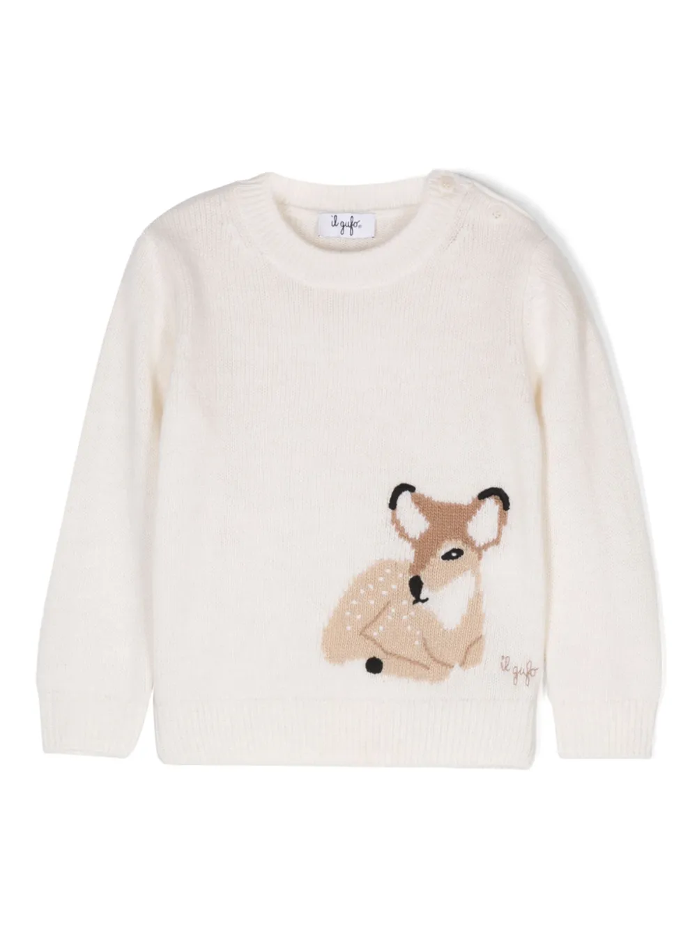 Шерстяной свитер с вышивкой Il Gufo, белый
Шерстяной свитер с вышивкой Il Gufo, белый