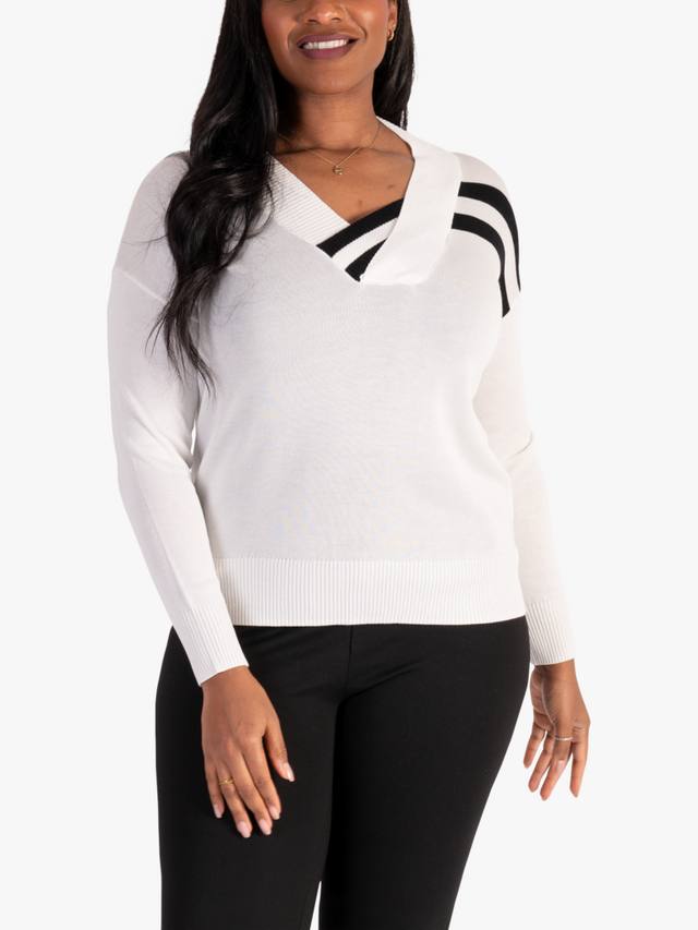 Джемпер с v-образным вырезом в контрастную полоску chesca, белый/черный
Джемпер с v-образным вырезом в контрастную полоску chesca, белый/черный