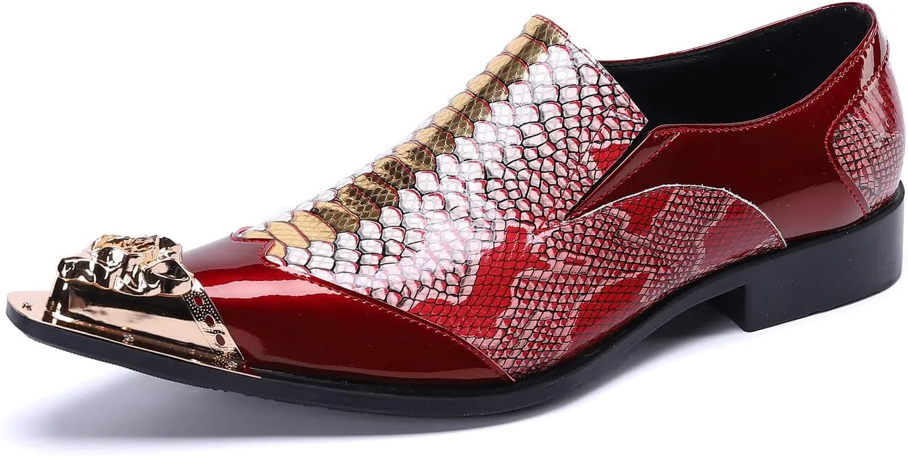 Мужские классические лоферы Santimon из натуральной кожи с металлическим носком, без застежки, смокинговые, с декоративным принтом под змею, роскошная модная обувь для свадьбы, красный
Мужские классические лоферы Santimon из натуральной кожи с металлическим носком, без застежки, смокинговые, с декоративным принтом под змею, роскошная модная обувь для свадьбы, красный