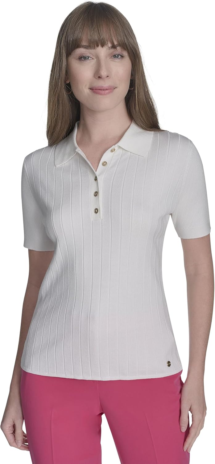 Женский свитер-поло с короткими рукавами и застежкой на пуговицы от Tommy Hilfiger, Ivory
Женский свитер-поло с короткими рукавами и застежкой на пуговицы от Tommy Hilfiger, Ivory