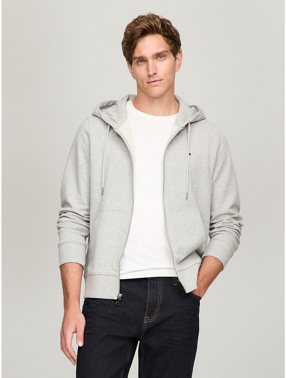 Мужская однотонная толстовка с капюшоном на молнии Tommy Hilfiger, цвет grey heather
Мужская однотонная толстовка с капюшоном на молнии Tommy Hilfiger, цвет grey heather