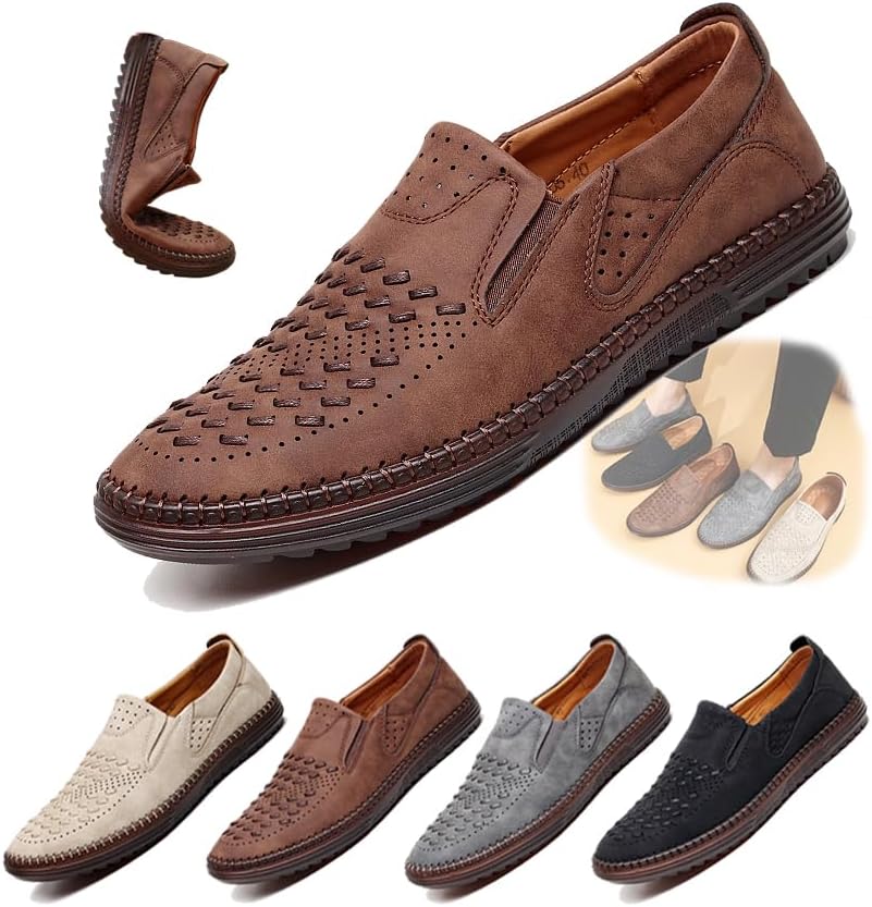 Мужские дышащие кожаные лоферы-слипоны, повседневные сетчатые туфли с мягкой резиновой подошвой, легкие удобные балетки для летнего комфорта Generic, коричневый
Мужские дышащие кожаные лоферы-слипоны, повседневные сетчатые туфли с мягкой резиновой подошвой, легкие удобные балетки для летнего комфорта Generic, коричневый