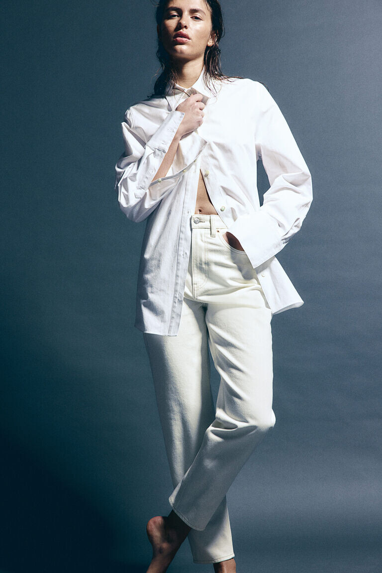 Джинсы mom свободного кроя со сверхвысокой лодыжкой H&M, белый
Джинсы mom свободного кроя со сверхвысокой лодыжкой H&M, белый