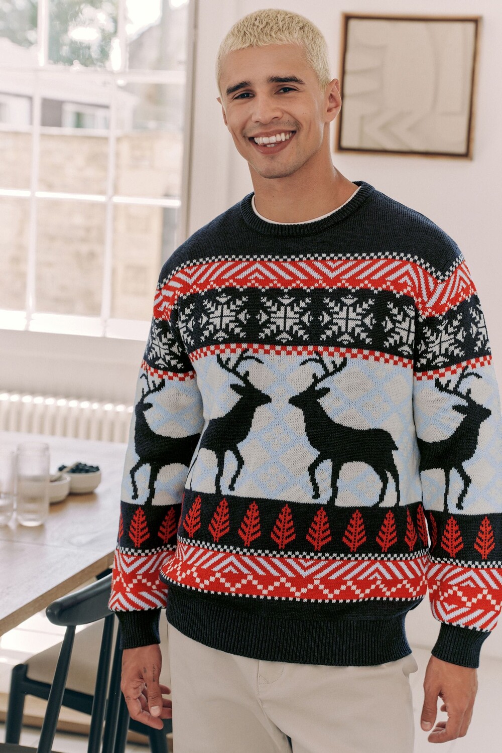 Семейный мужской рождественский свитер с узором «фэр айл» с изображением оленей Next, синий
Семейный мужской рождественский свитер с узором «фэр айл» с изображением оленей Next, синий