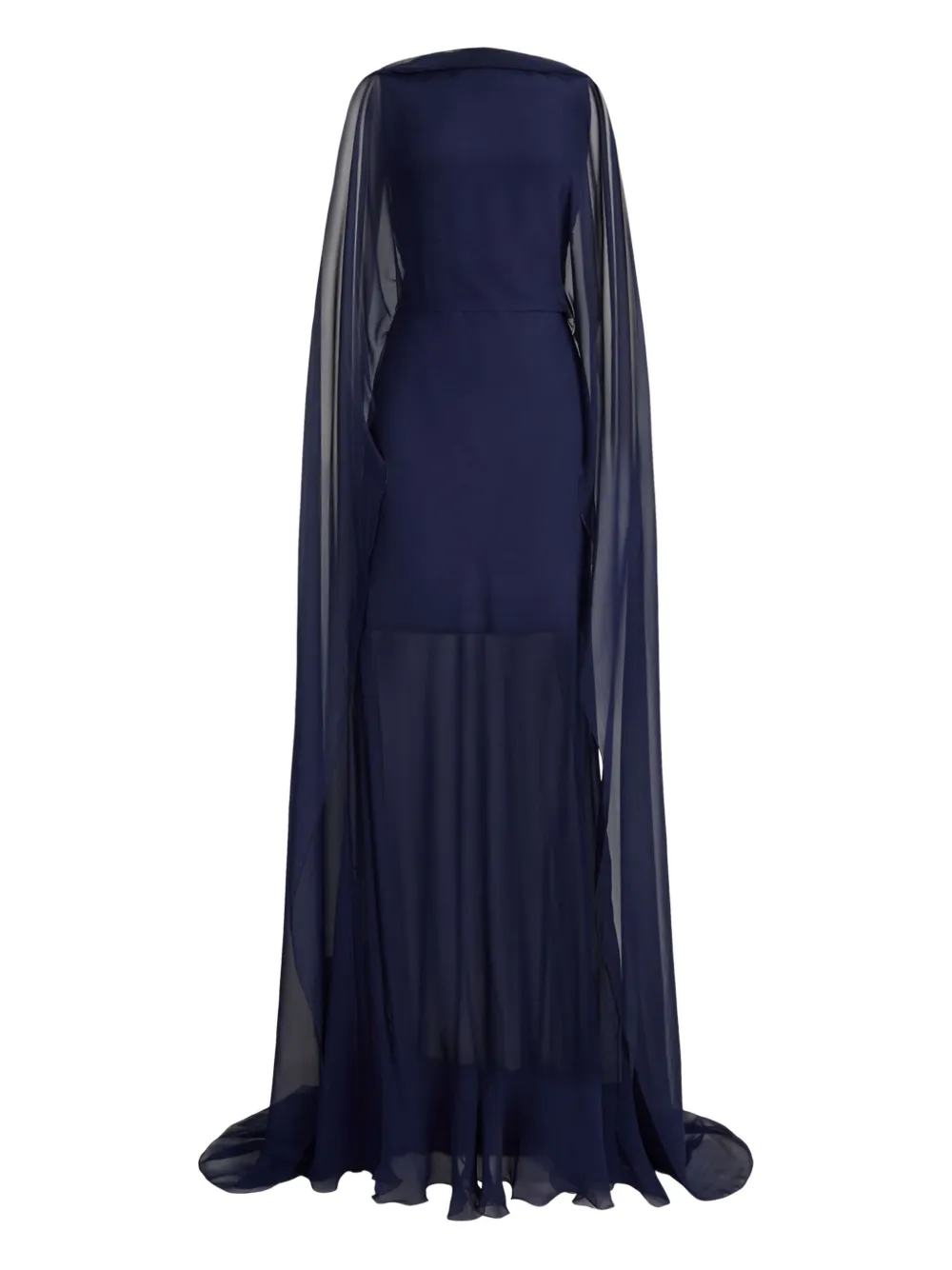 Вечернее платье с прозрачным кейпом Ralph Lauren Collection, синий
