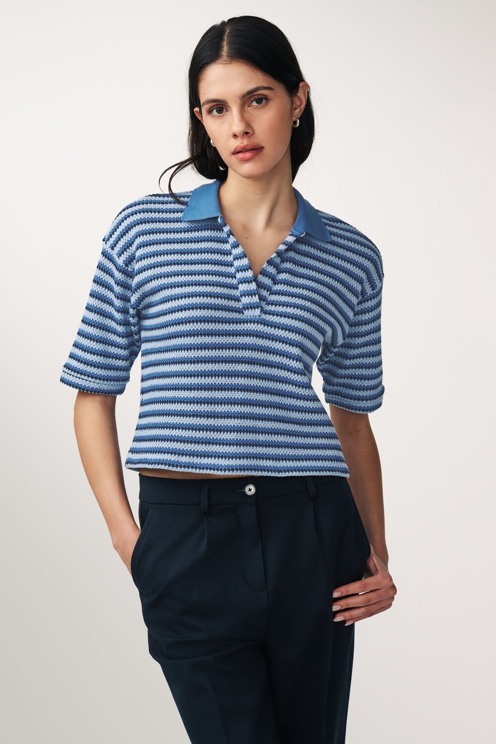 Рубашка-Поло с короткими рукавами связанная крючком Next, синий
Рубашка-Поло с короткими рукавами связанная крючком Next, синий