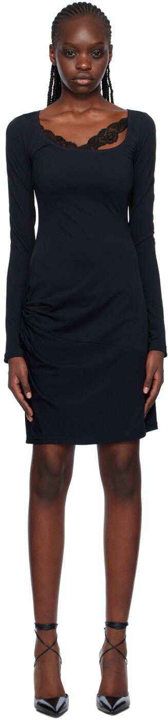 Черное драпированное платье миди VAILLANT 
Черное драпированное платье миди VAILLANT