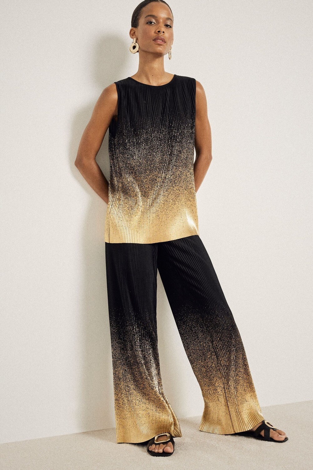 Брюки плиссе с эффектом омбре River Island, черный 
Брюки плиссе с эффектом омбре River Island, черный