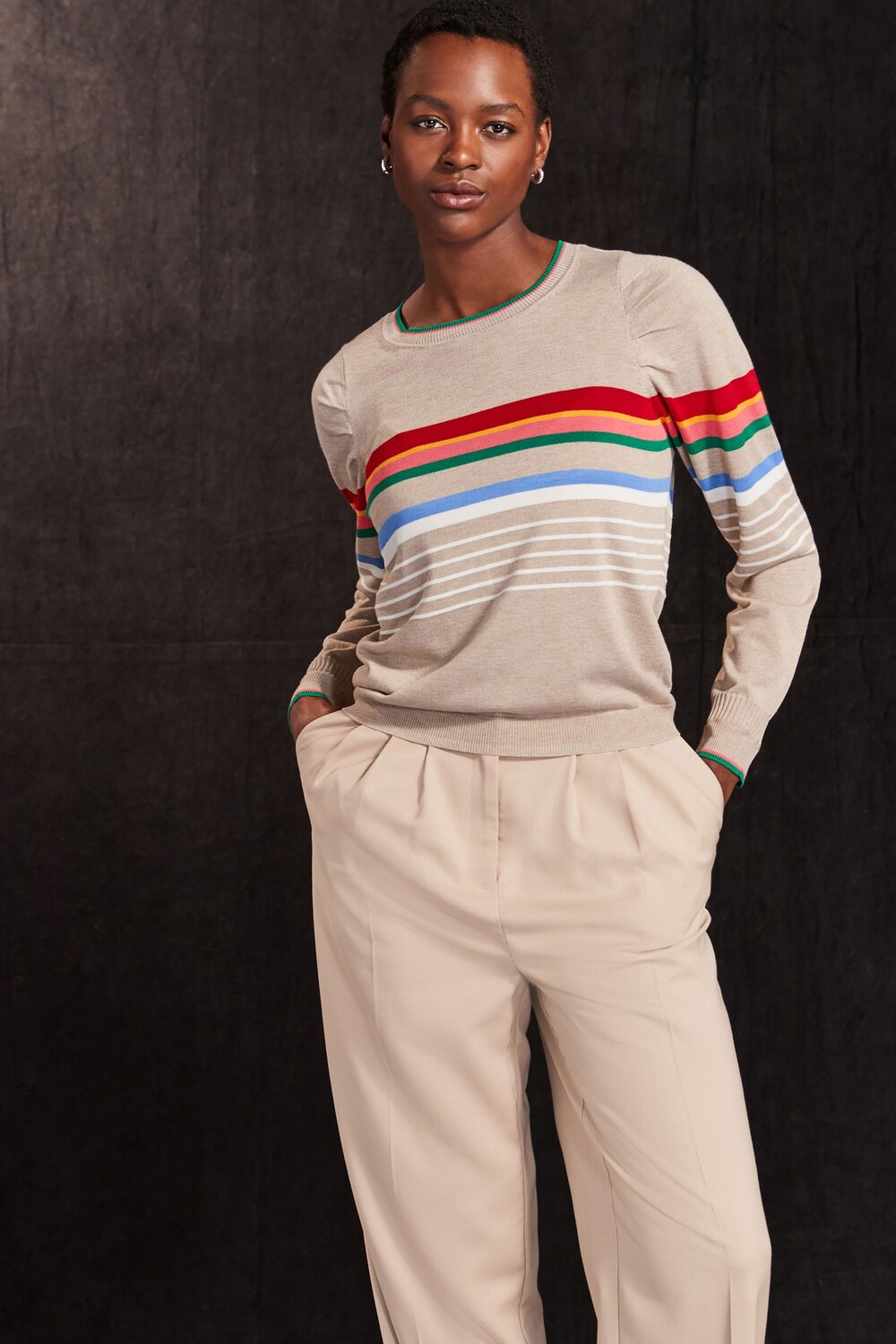 Вязаный джемпер с круглым вырезом и длинными рукавами Next, нейтральный
Вязаный джемпер с круглым вырезом и длинными рукавами Next, нейтральный