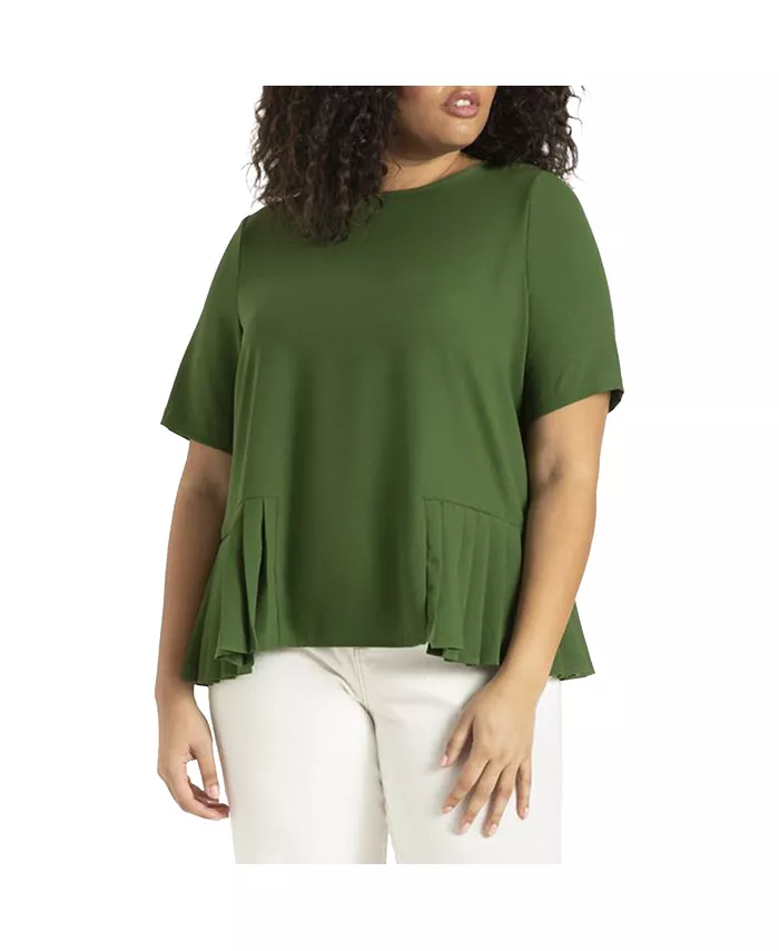 Женский топ с плиссированной кромкой ELOQUII, зеленый
Женский топ с плиссированной кромкой ELOQUII, зеленый