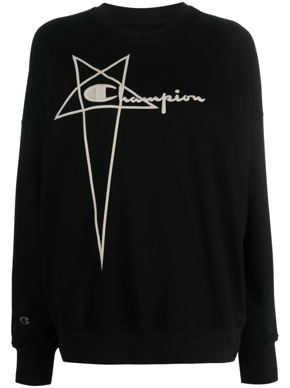Толстовка с вышитым логотипом Rick Owens X Champion, черный 
Толстовка с вышитым логотипом Rick Owens X Champion, черный