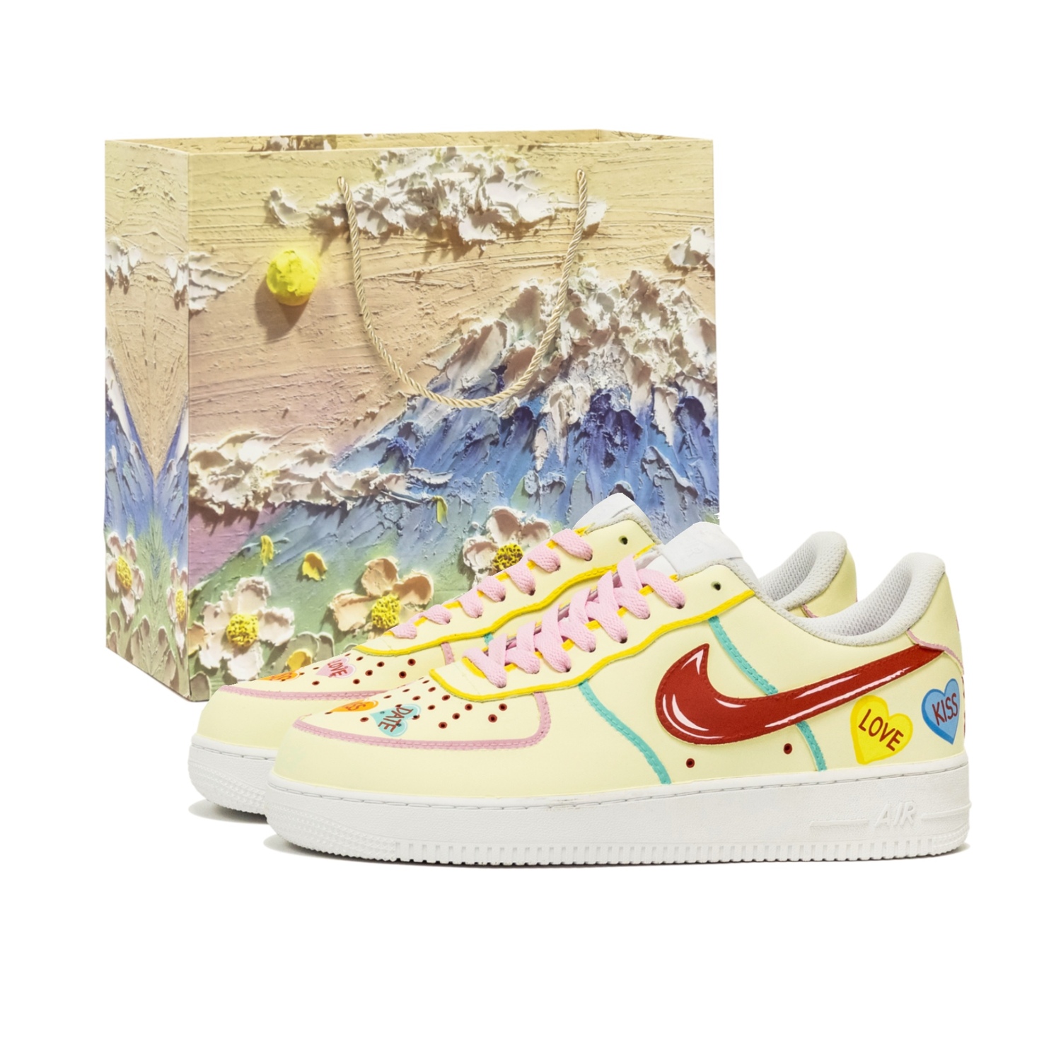 Кроссовки Air Force 1 Fantasy, Confession Sweetheart, износостойкие, низкие, для скейтбординга, мужские, желтые Nike, Yellow (Shopping Bag) 
Кроссовки Air Force 1 Fantasy, Confession Sweetheart, износостойкие, низкие, для скейтбординга, мужские, желтые Nike, Yellow (Shopping Bag)