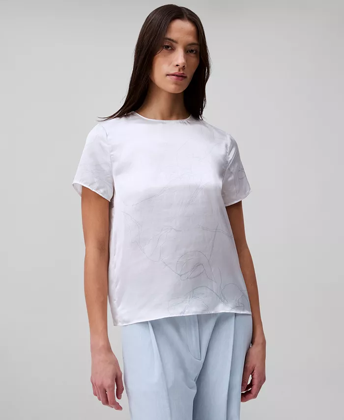 Женский топ из жатого атласа с принтом Calvin Klein, белый
Женский топ из жатого атласа с принтом Calvin Klein, белый