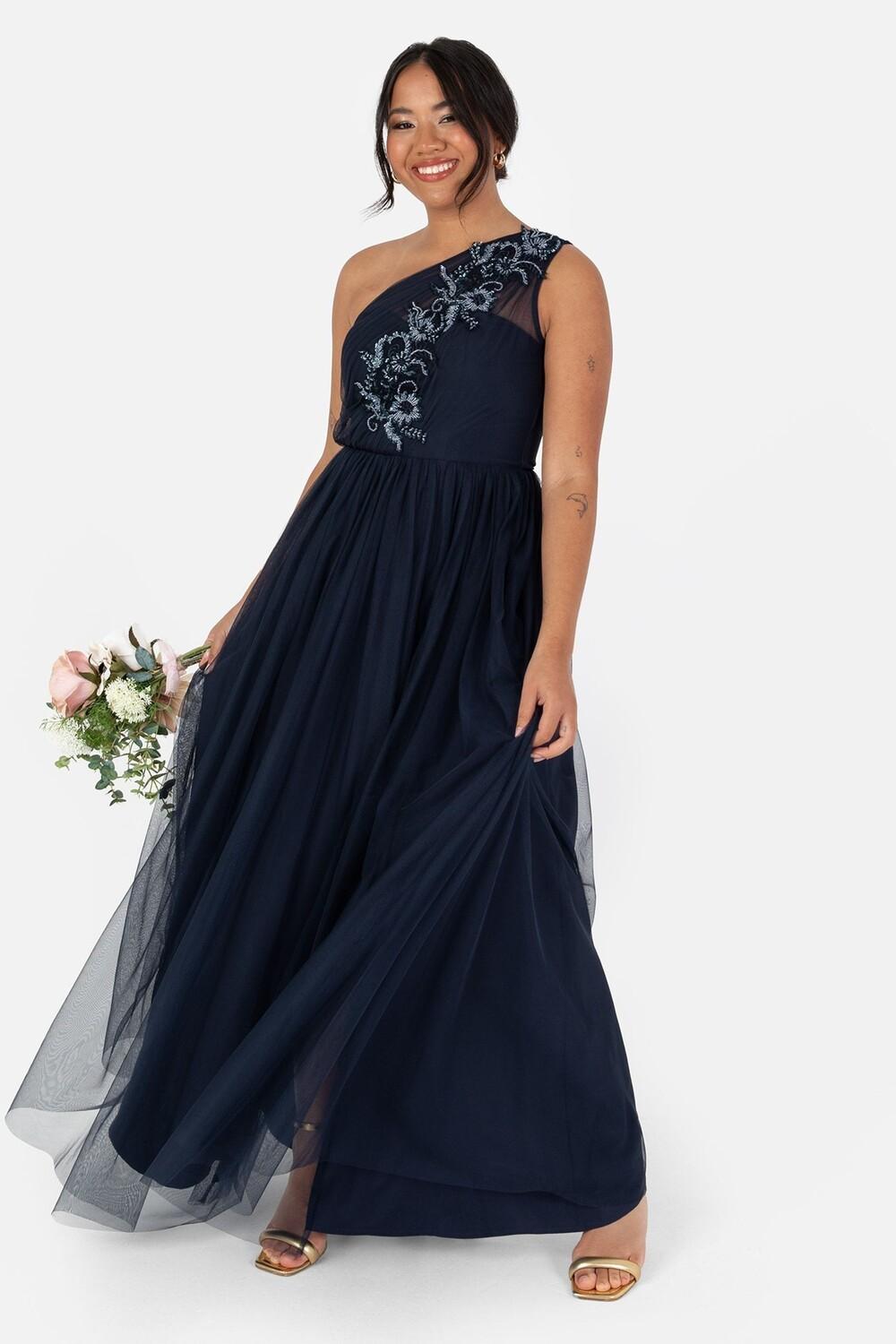 Платье макси из тюля на одно плечо с декорированным мотивом Maya, синий
Платье макси из тюля на одно плечо с декорированным мотивом Maya, синий