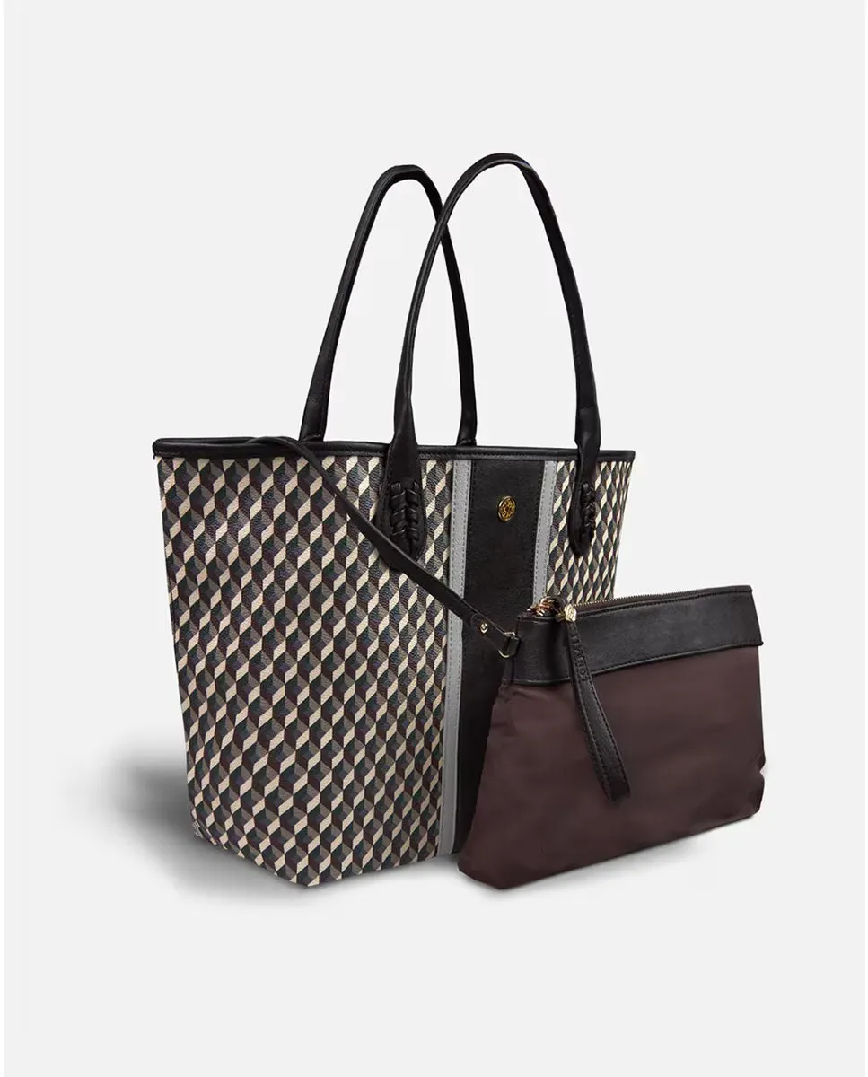 Большая сумка через плечо Born с центральными полосками и органайзером Lonbali, коричневый 
Большая сумка через плечо Born с центральными полосками и органайзером Lonbali, коричневый