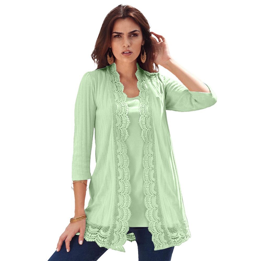 Женский кардиган больших размеров Roaman's с отделкой пуантеллами и отделкой крючком, цвет Green Mint
Женский кардиган больших размеров Roaman's с отделкой пуантеллами и отделкой крючком, цвет Green Mint