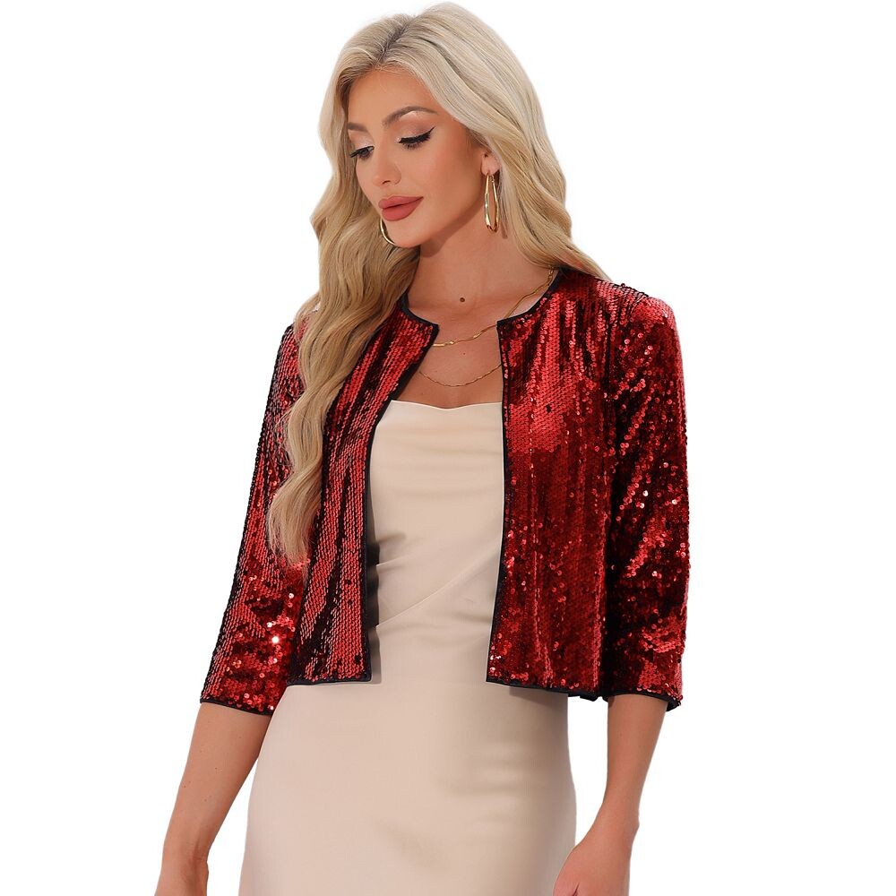 Женский кардиган с блестками и блестящими рукавами 3/4 с открытой передней частью, клубные куртки для вечеринок ALLEGRA K, красный
Женский кардиган с блестками и блестящими рукавами 3/4 с открытой передней частью, клубные куртки для вечеринок ALLEGRA K, красный