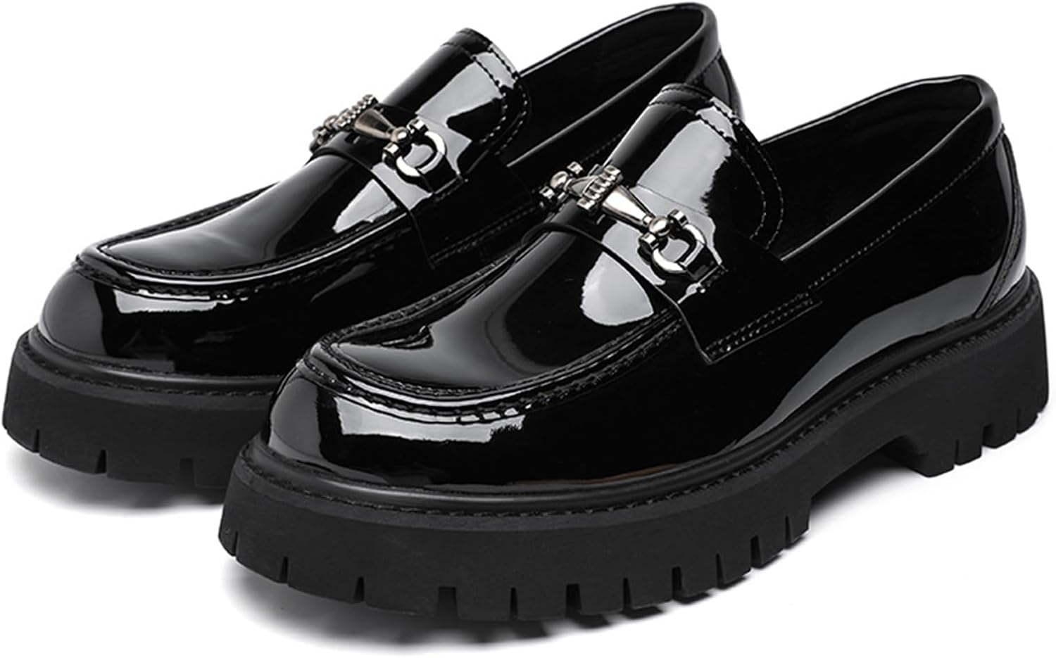 Мужские лоферы на платформе из лакированной кожи, стильные с невысоким каблуком, с круглым носком, противоскользящие, для делового и повседневного стиля Generic, черный
Мужские лоферы на платформе из лакированной кожи, стильные с невысоким каблуком, с круглым носком, противоскользящие, для делового и повседневного стиля Generic, черный
