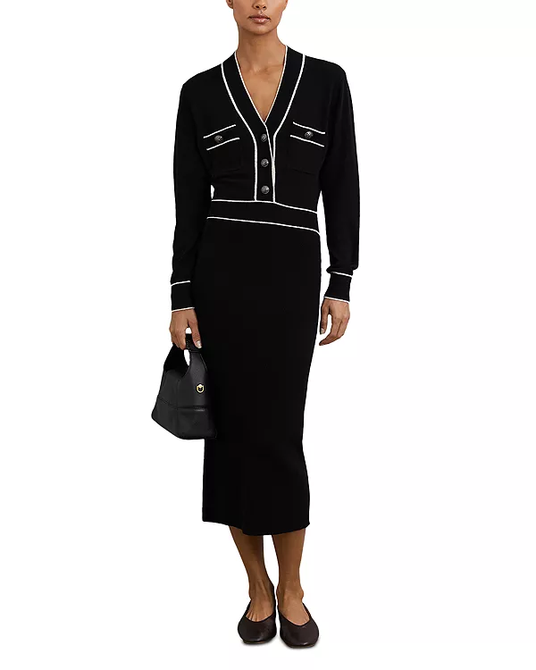 Вязаное платье миди Petites Lorrie с пуговицами спереди Reiss, черный
Вязаное платье миди Petites Lorrie с пуговицами спереди Reiss, черный