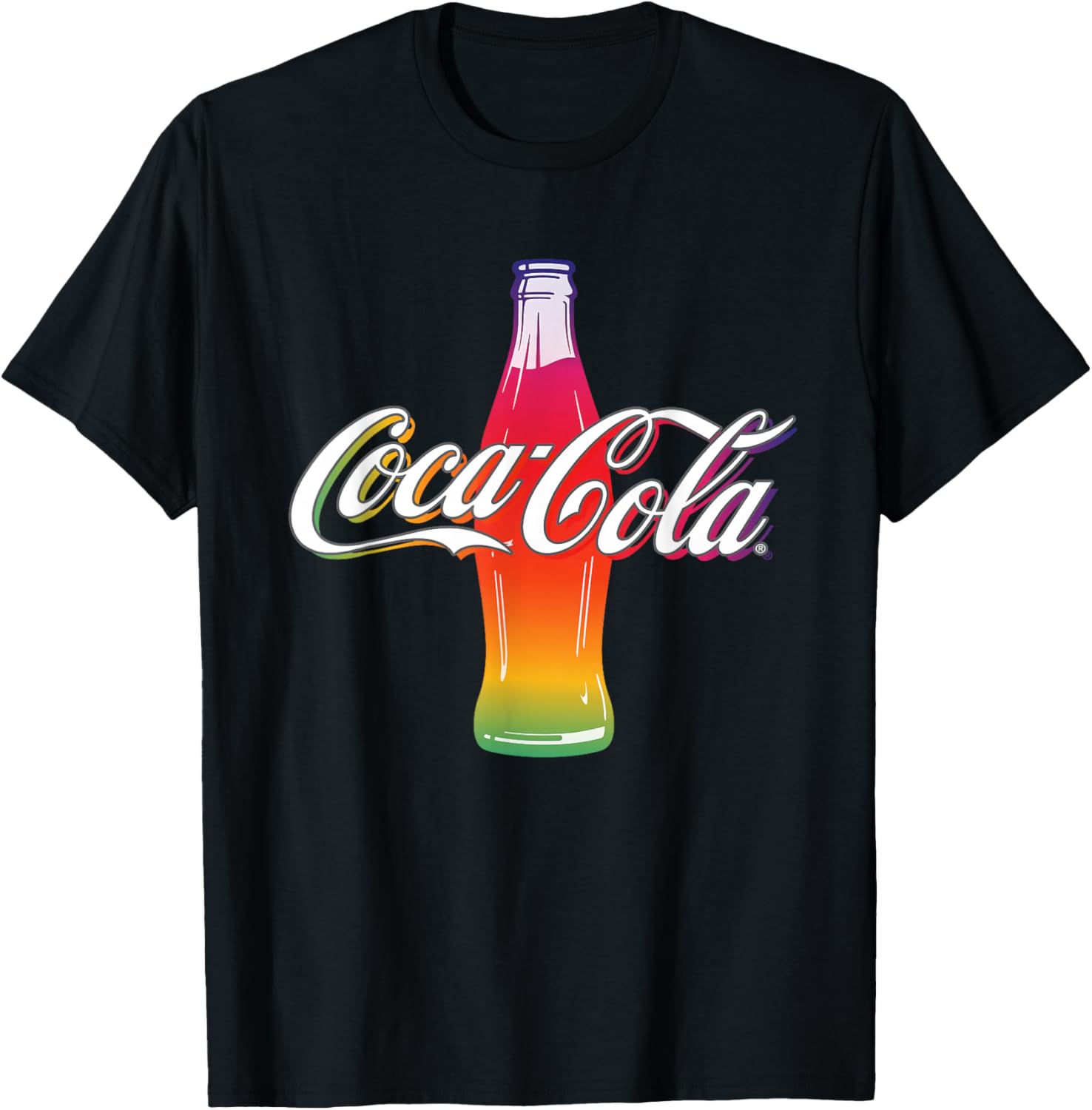 Футболка с разноцветной бутылкой Coca-Cola, черная
Футболка с разноцветной бутылкой Coca-Cola, черная