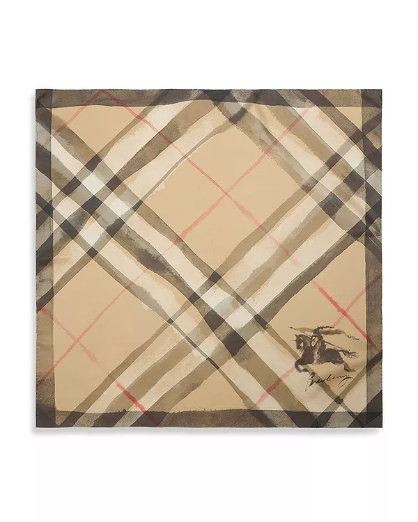 Шелковый шарф в клетку с акварельным рисунком Burberry, бежевый
Шелковый шарф в клетку с акварельным рисунком Burberry, бежевый