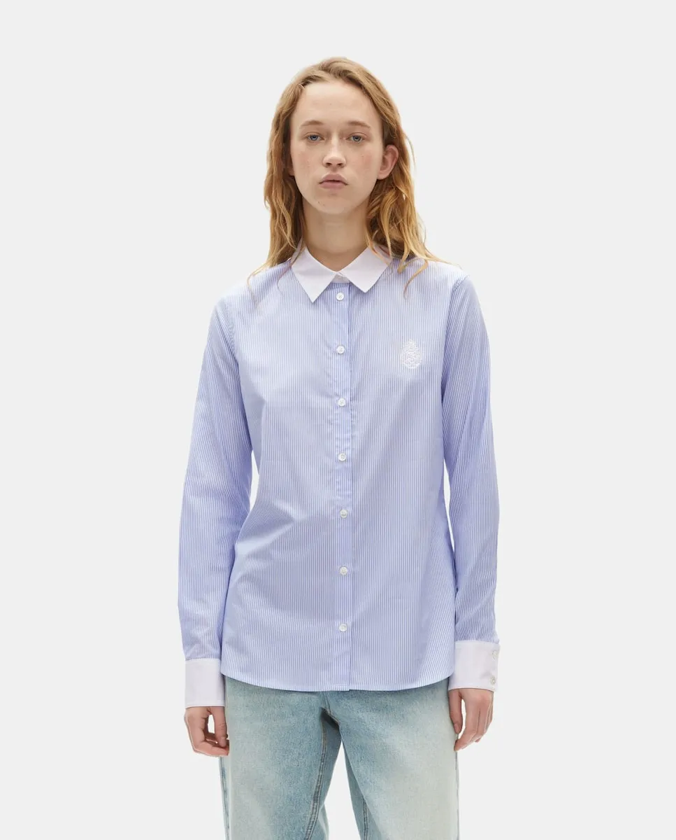 Женская поплиновая рубашка, прямого покроя The Kooples, синий
Женская поплиновая рубашка, прямого покроя The Kooples, синий