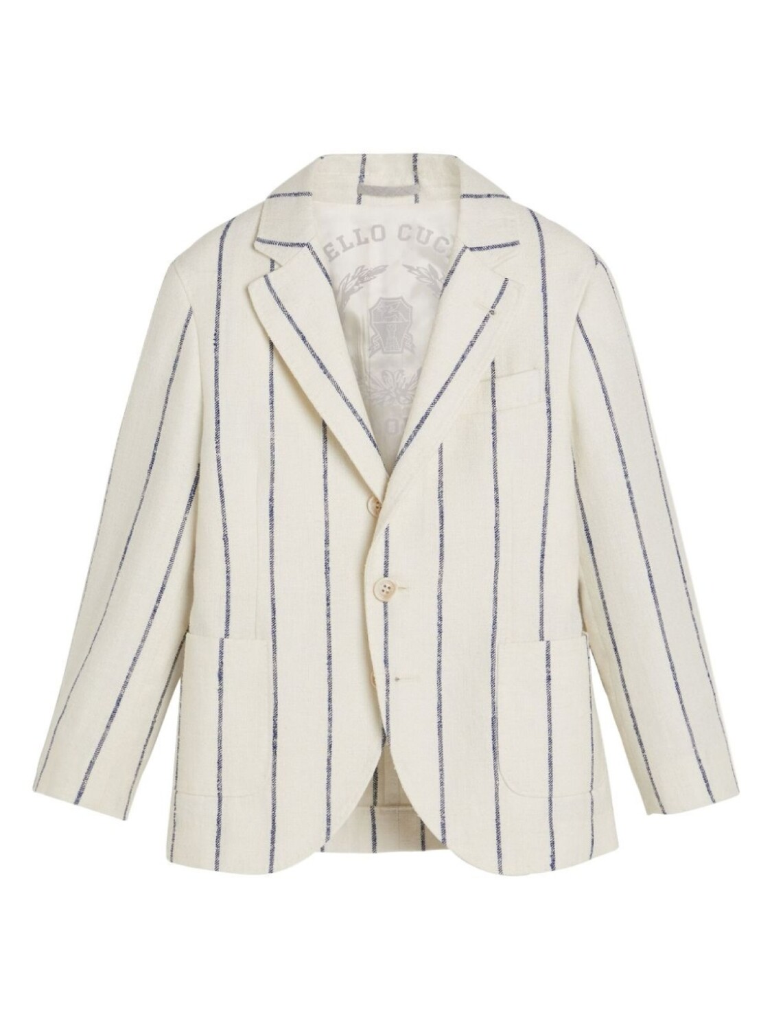 Brunello Cucinelli Kids однобортный блейзер в полоску, белый
Brunello Cucinelli Kids однобортный блейзер в полоску, белый