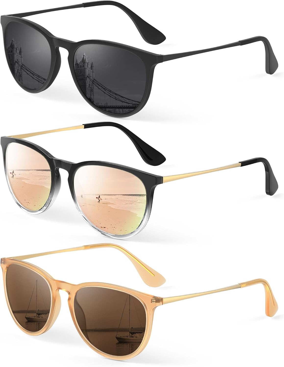 Женские поляризованные солнцезащитные очки KALIYADI: модные солнцезащитные очки с защитой от УФ-излучения UV400 в стиле ретро для вечеринок, пляжа и шопинга, C9 Black/Grey + Black/Champagne Gold + Khakik/Tea Brown
Женские поляризованные солнцезащитные очки KALIYADI: модные солнцезащитные очки с защитой от УФ-излучения UV400 в стиле ретро для вечеринок, пляжа и шопинга, C9 Black/Grey + Black/Champagne Gold + Khakik/Tea Brown