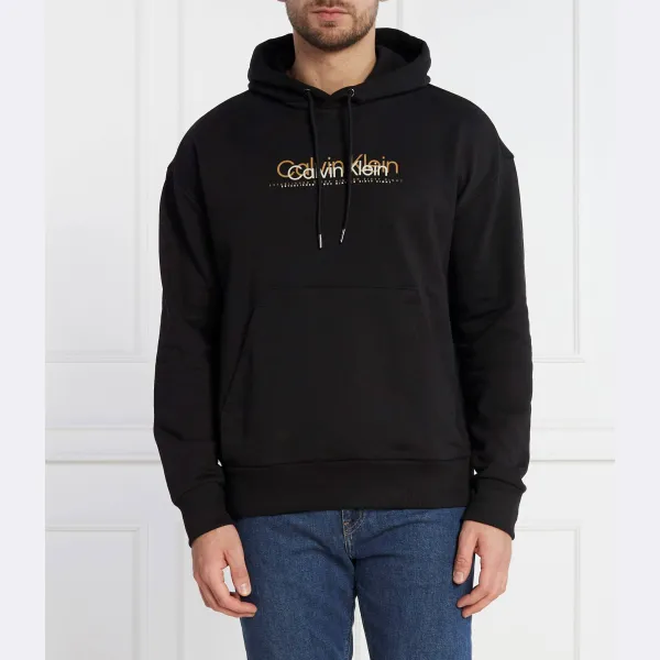 Толстовка обычного кроя с логотипом из двойного флока Calvin Klein, черный 
Толстовка обычного кроя с логотипом из двойного флока Calvin Klein, черный