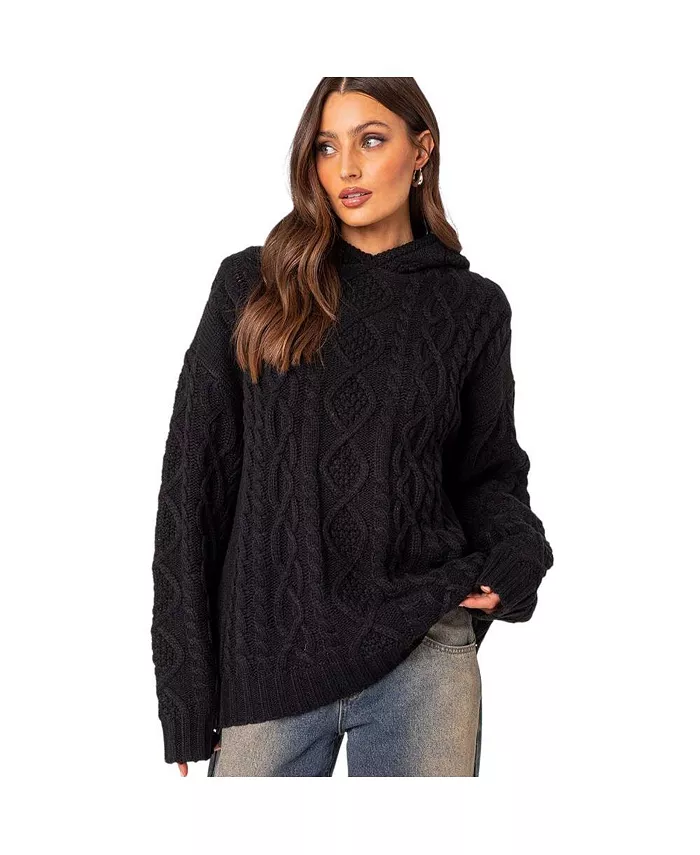 Женский объемный свитер с капюшоном с косичной вязкой Edikted, черный
Женский объемный свитер с капюшоном с косичной вязкой Edikted, черный