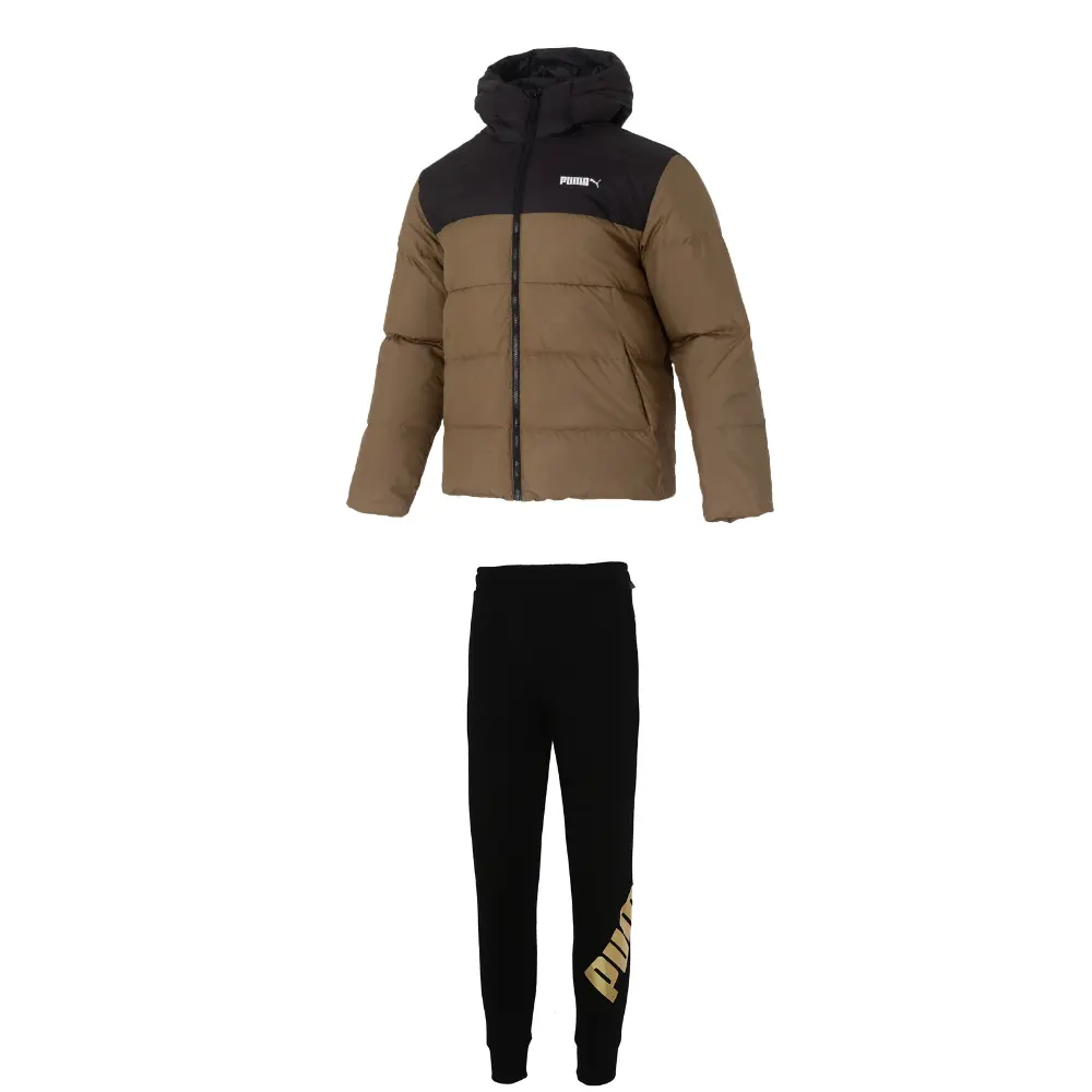 PUMA Повседневный спортивный комплект для мужчин khaki топ + black низ
PUMA Повседневный спортивный комплект для мужчин khaki топ + black низ