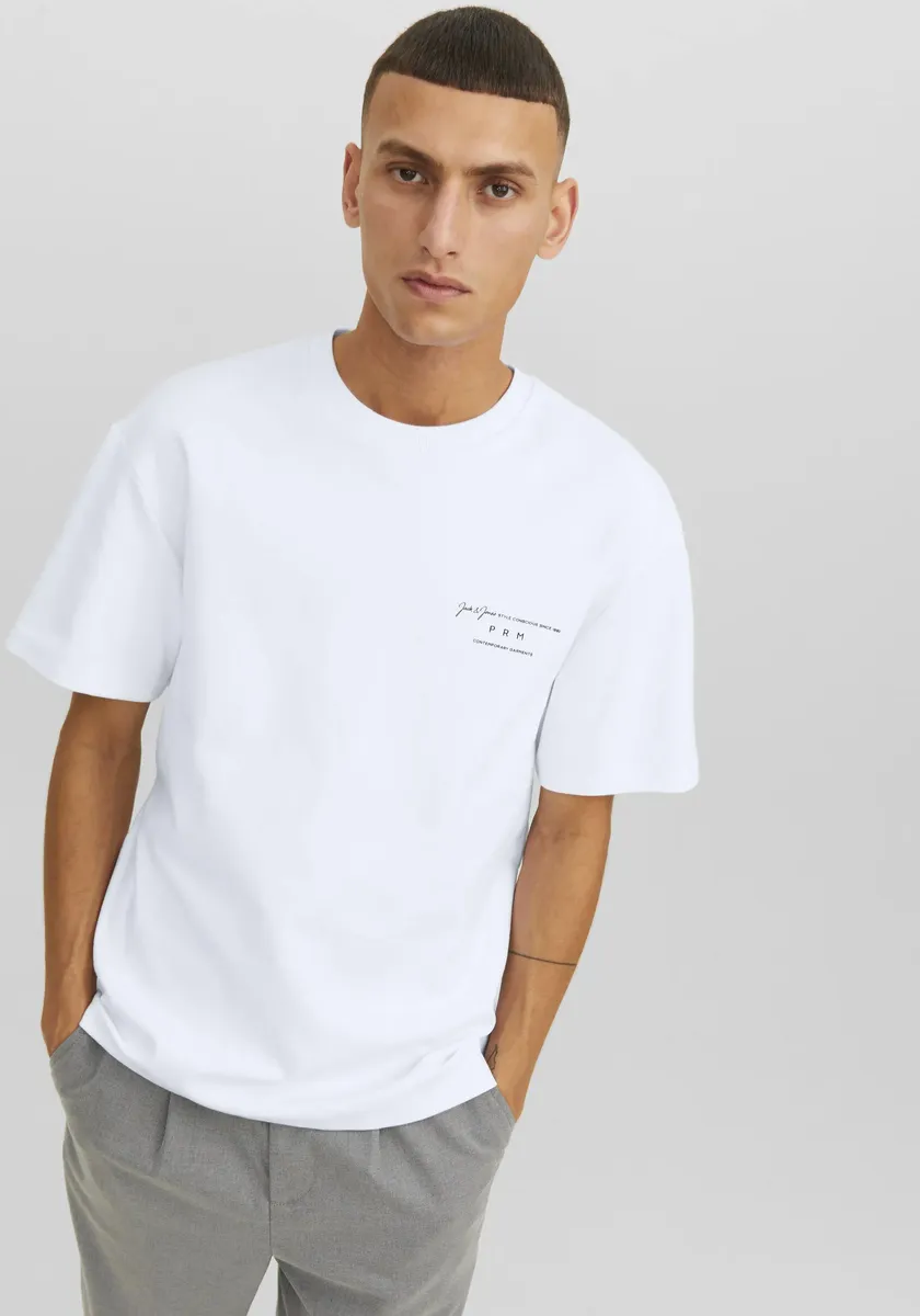 Рубашка Jack & Jones с круглым вырезом "JPRBLASANCHEZ BRANDING TEE CREW NECK SN", белый 
Рубашка Jack & Jones с круглым вырезом "JPRBLASANCHEZ BRANDING TEE CREW NECK SN", белый