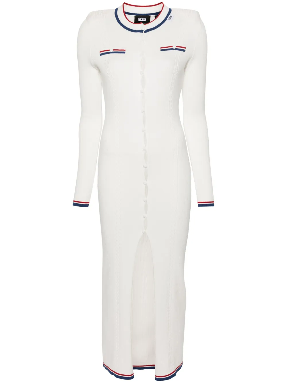 Платье макси в рубчик GCDS, белый 
Платье макси в рубчик GCDS, белый
