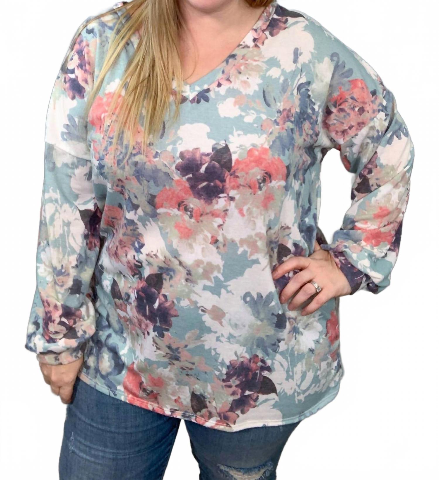 Футболка с длинным рукавом и цветочным принтом в оттенках шалфея и слоновой кости Sew In Love 
Футболка с длинным рукавом и цветочным принтом в оттенках шалфея и слоновой кости Sew In Love