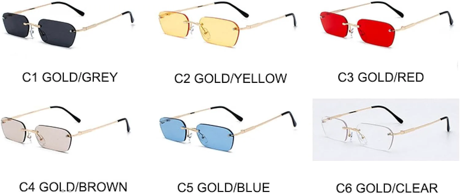 Модные женские солнцезащитные очки без оправы в винтажном стиле с прозрачными линзами, прямоугольной формы, защита от УФ-излучения UV400 VVTWSSW, C1 Gold-grey
Модные женские солнцезащитные очки без оправы в винтажном стиле с прозрачными линзами, прямоугольной формы, защита от УФ-излучения UV400 VVTWSSW, C1 Gold-grey