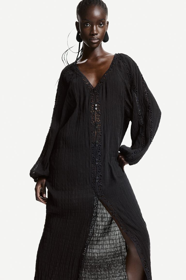 Платье с кружевом H&M, черный
Платье с кружевом H&M, черный