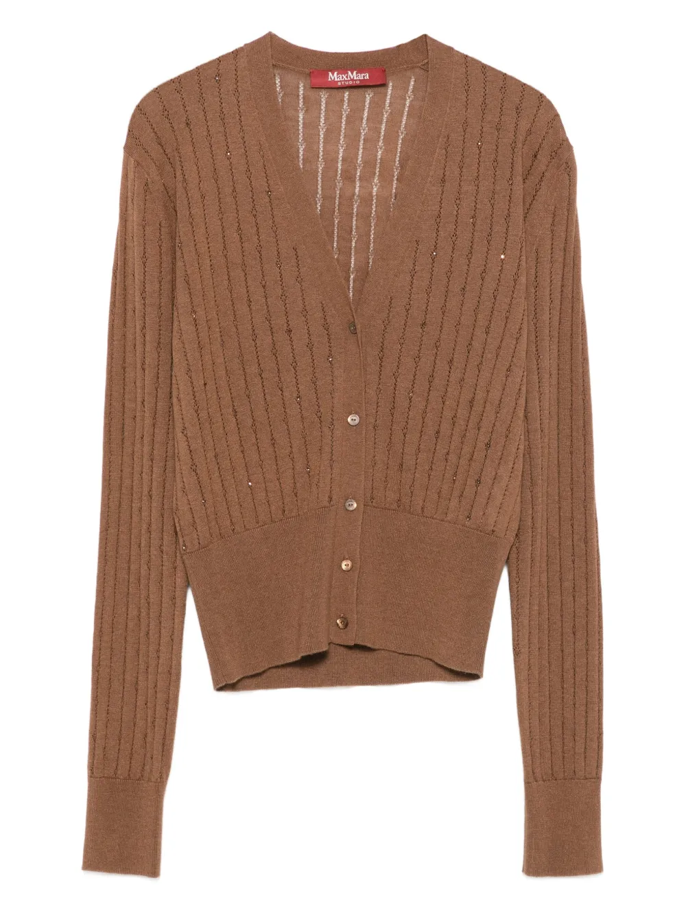 Кардиган в рубчик с декоративным узором MAX MARA, коричневый
Кардиган в рубчик с декоративным узором MAX MARA, коричневый
