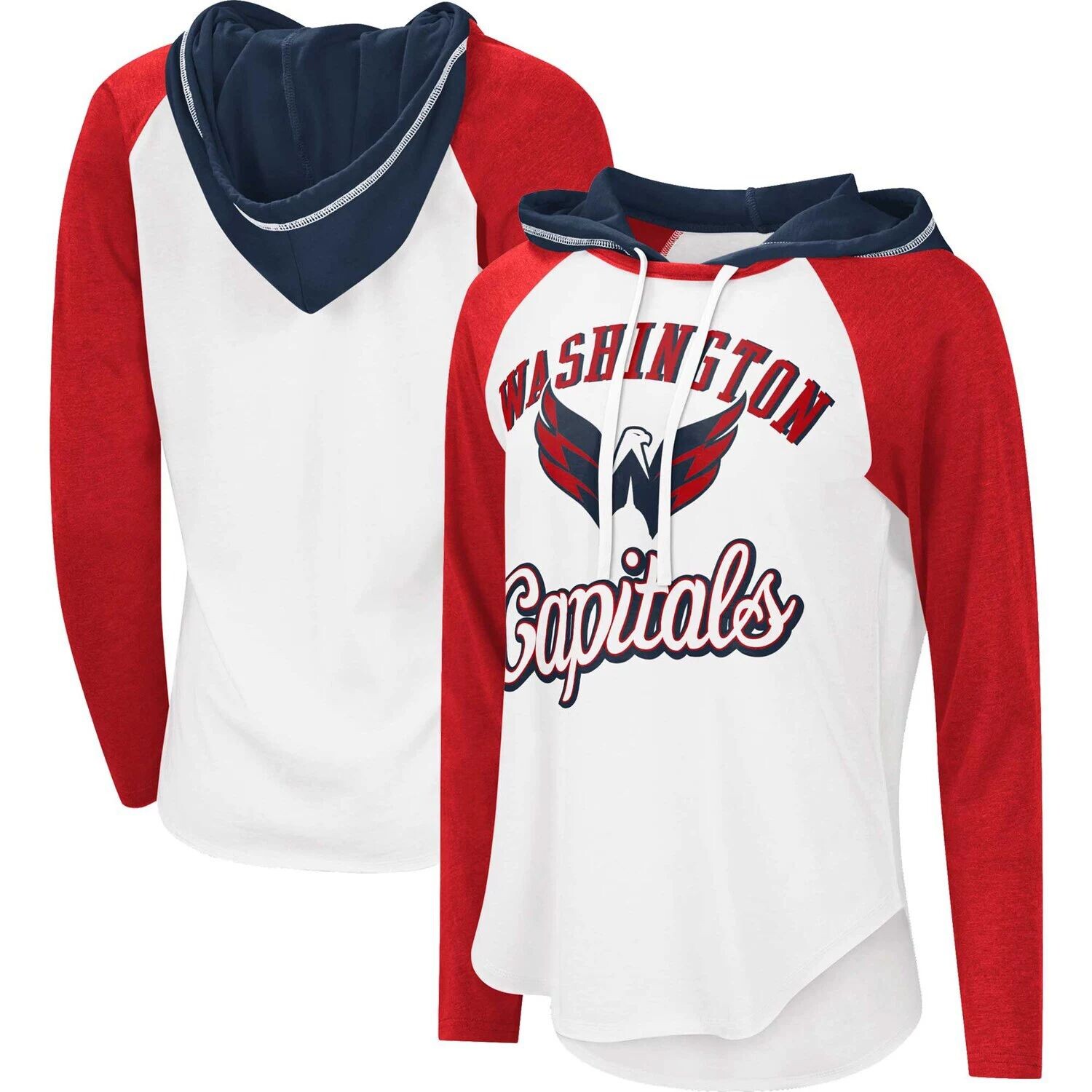 Женская легкая футболка с капюшоном G-III Sports by Carl Banks White/Heather Red Washington Capitals MVP Raglan G-III 
Женская легкая футболка с капюшоном G-III Sports by Carl Banks White/Heather Red Washington Capitals MVP Raglan G-III