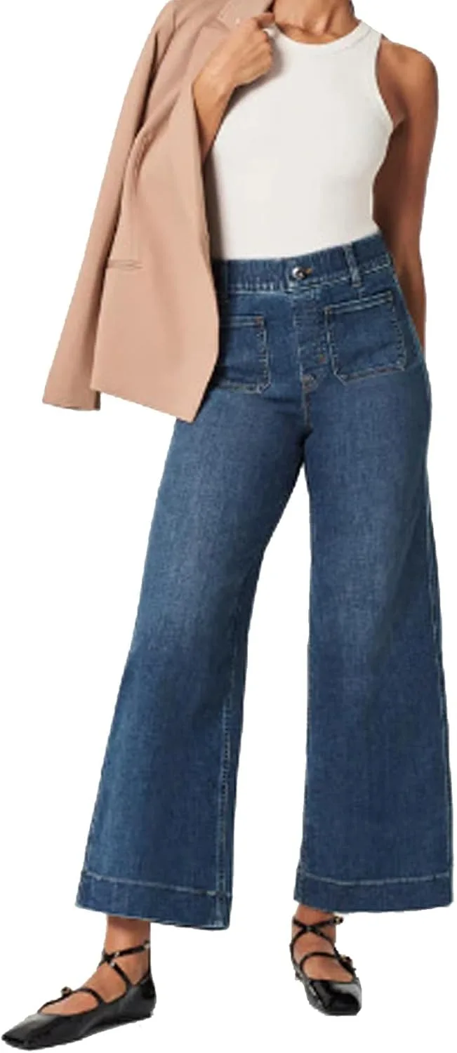 Zelobia Pants, Washed Stretch High Waisted Flared Cropped Wide-Leg Patch Pocket Jeans FLASHWIST
Zelobia Pants, Washed Stretch High Waisted Flared Cropped Wide-Leg Patch Pocket Jeans FLASHWIST