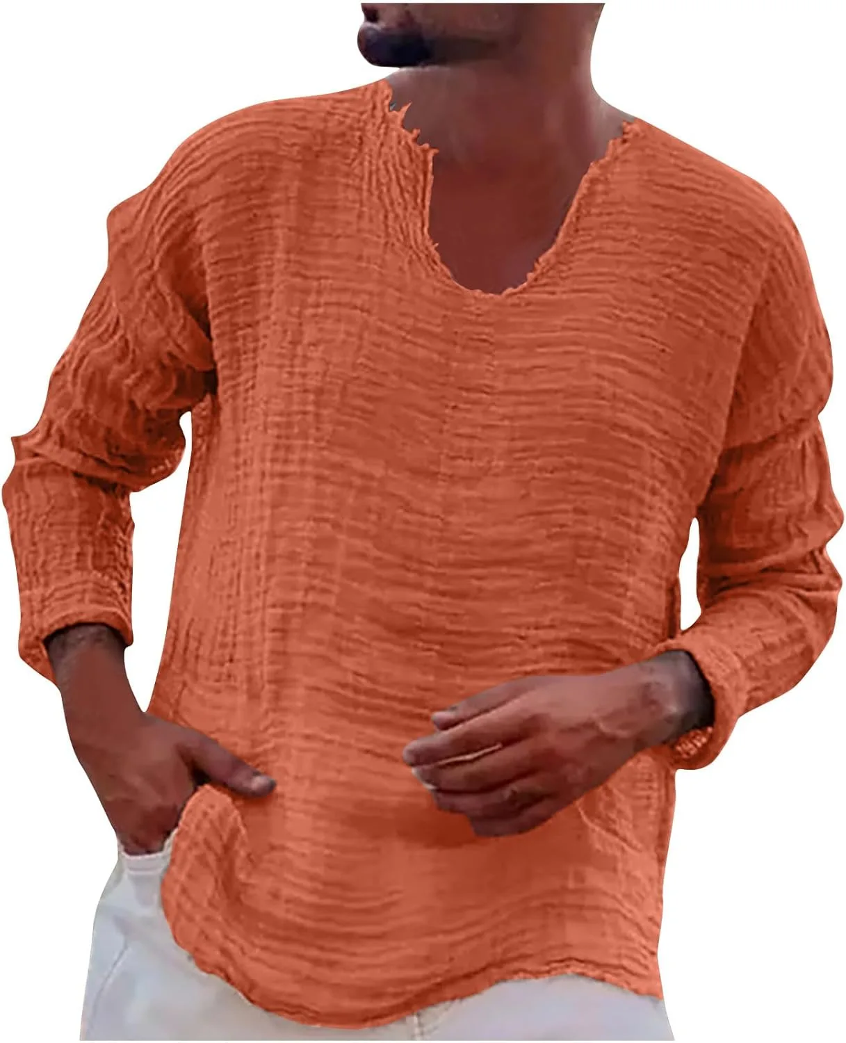 Мужская льняная рубашка Vintage с длинным рукавом и V-образным вырезом Sdeycui
Мужская льняная рубашка Vintage с длинным рукавом и V-образным вырезом Sdeycui